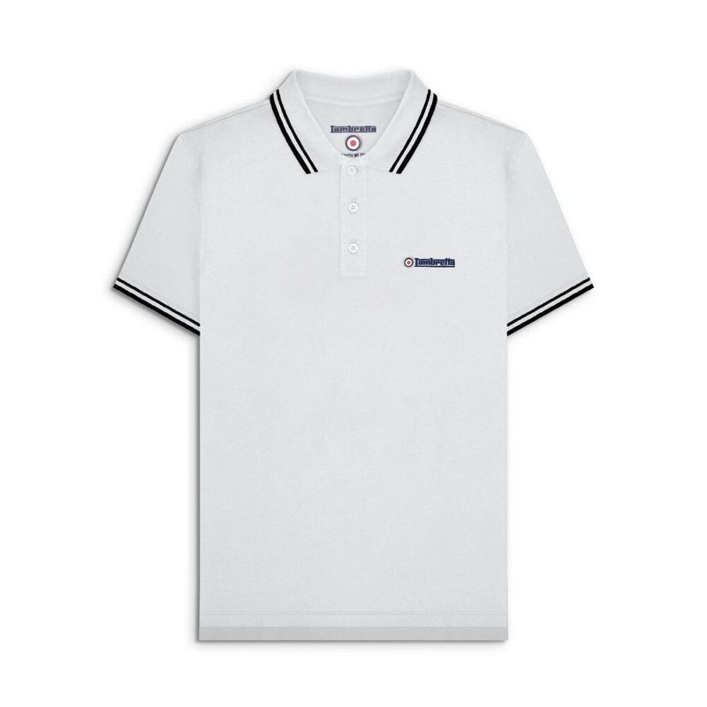 Lambretta Mens Tipped Polo Shirt / White/Black